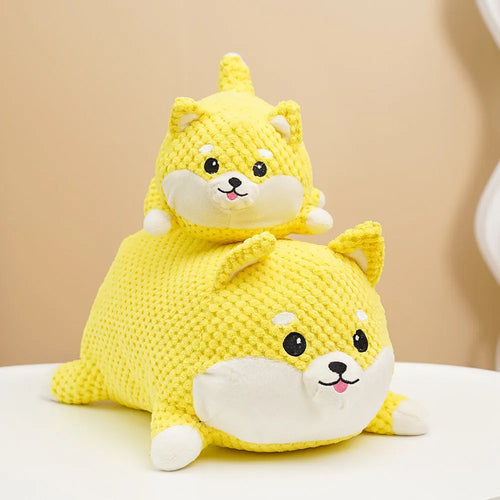 Large and medium plush calming dog toy with squeaker for chewing and teeth cleaning