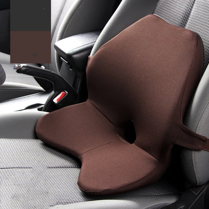 Memory cotton car waist pad and matching headrest for driver seat lumbar support in neutral colour options