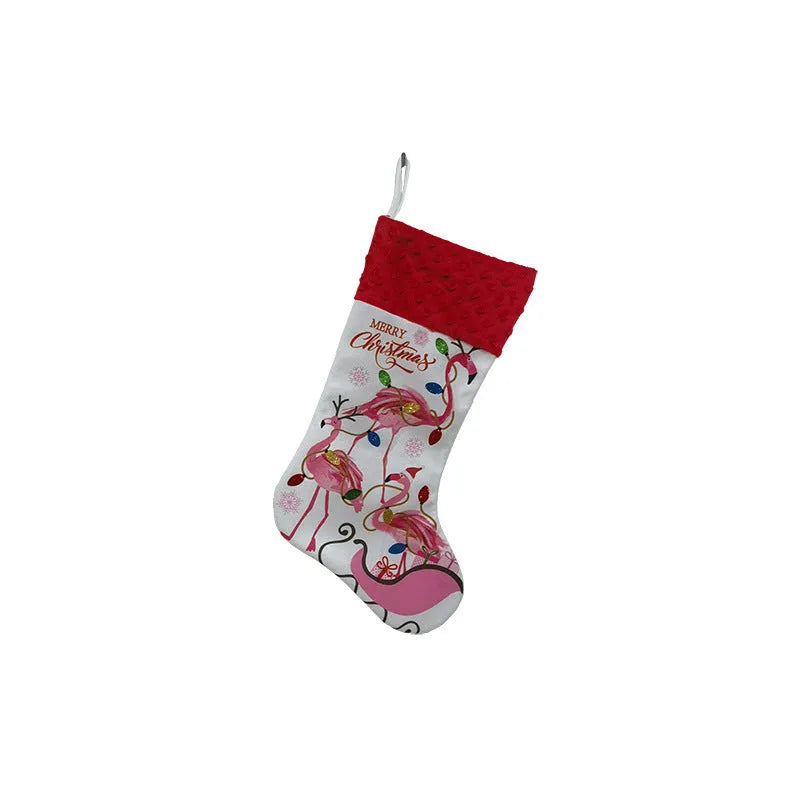 Flamingo Christmas stocking cloth decoration 46x28cm in American style