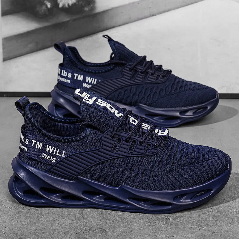 Women's FlyKnit casual shoe in a solid colour with mesh upper and round toe.