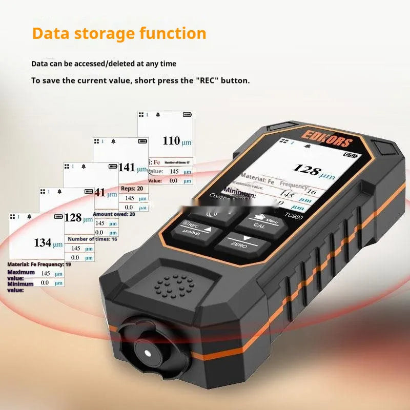 Black high precision coating thickness gauge with digital display for paint measurement
