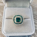 Geometric metal ring ornament in emerald silver and gold style finishes sizes No 6 to No 11