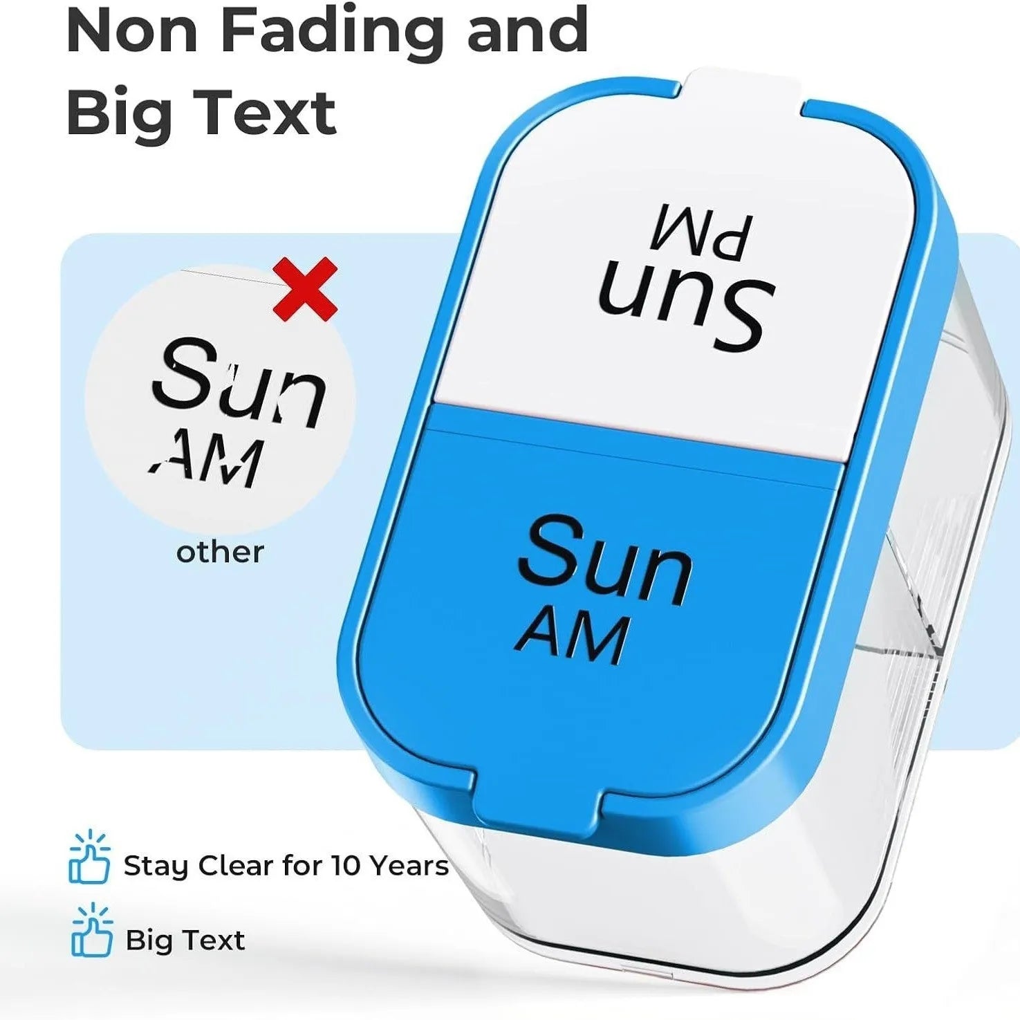 Amazon 14 compartment pill box with removable sections in white and rainbow colour options