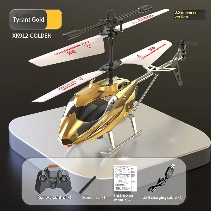 Mini helicopter 35 channel crash-resistant remote control toy in white with lights, plastic model under 30 cm