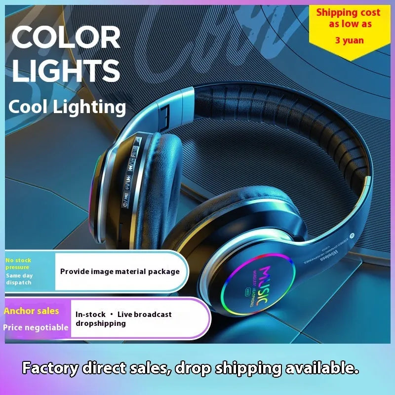 Wireless sports Bluetooth headphone in cool black with head-mounted metal stereo design