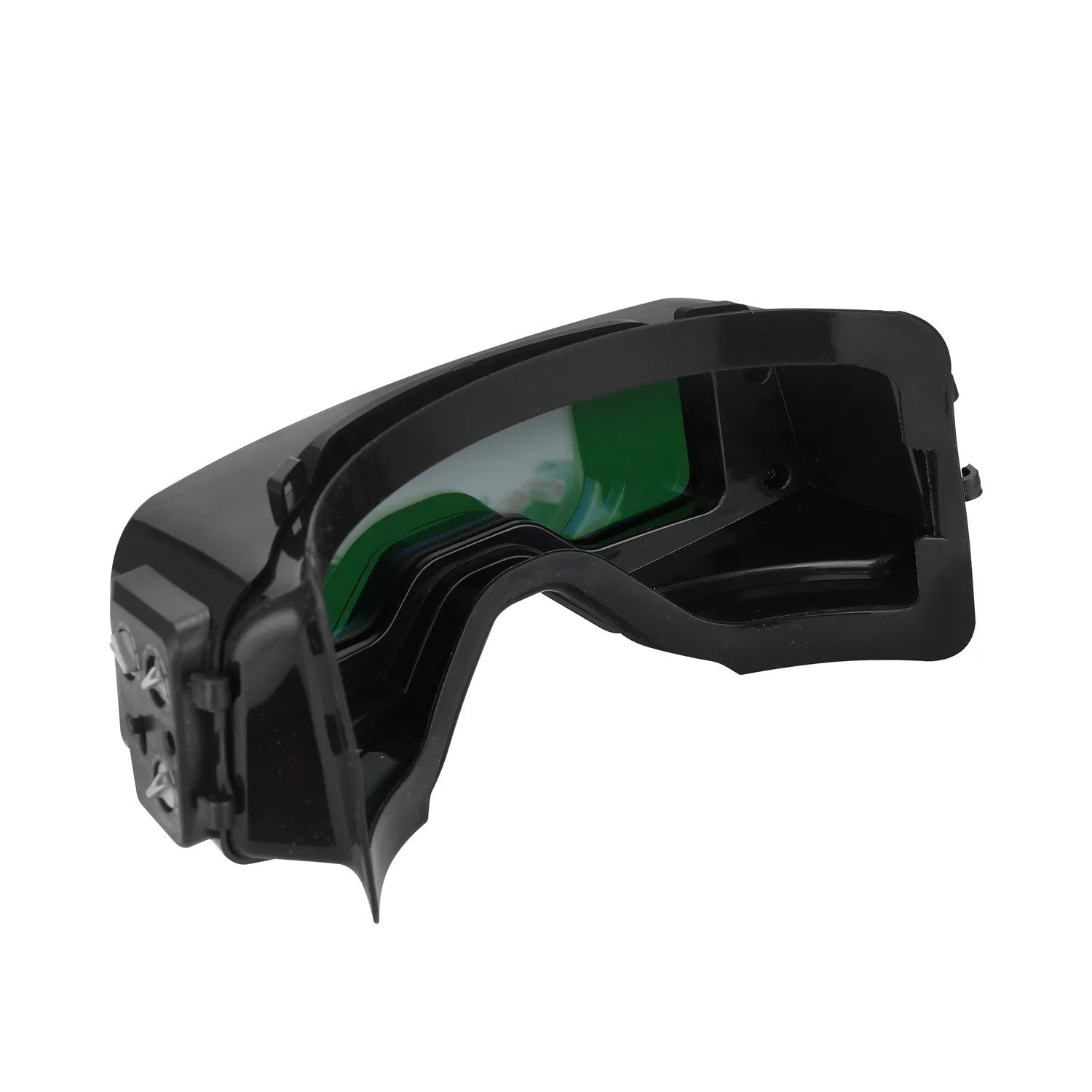 Black automatic welding mask with adjustable darkening lens for arc welding protection