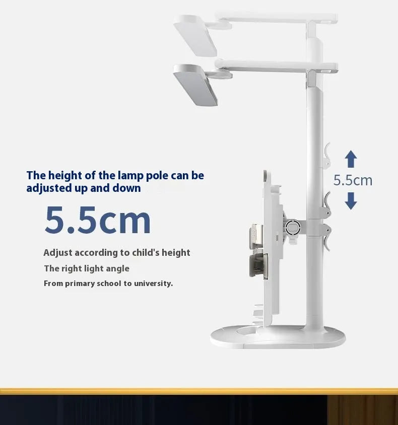 Multifunctional adjustable table lamp with dual charging and plug-in power in Charging Plug colour.