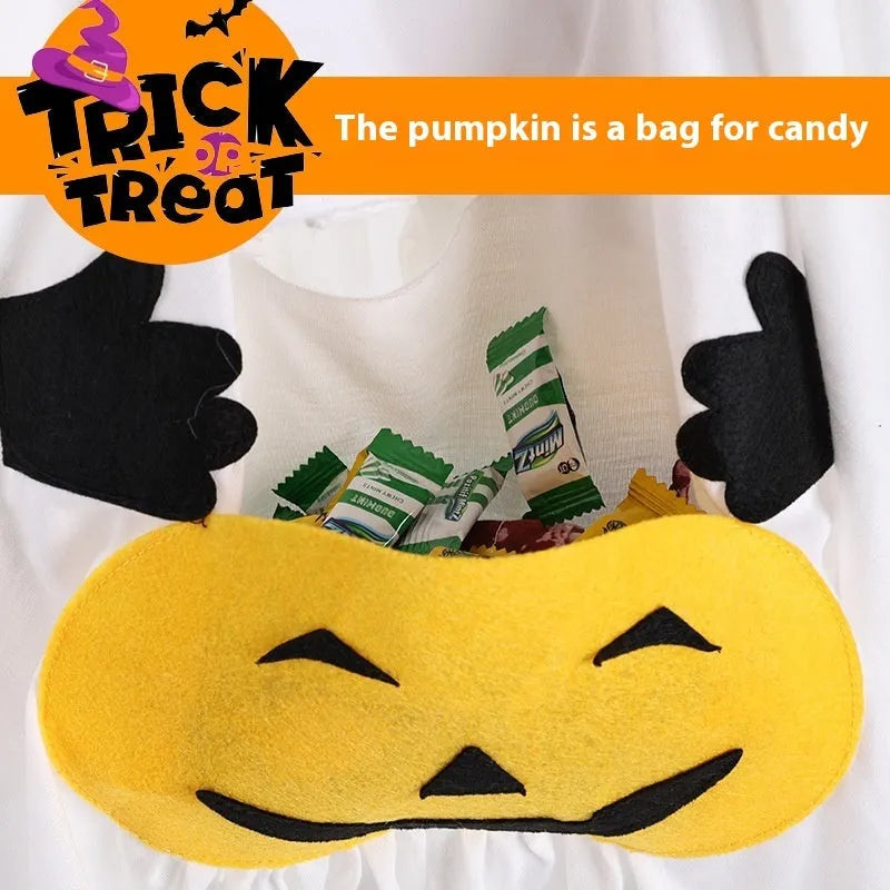 White pumpkin ghost Halloween costume for dogs in viscose fibre material