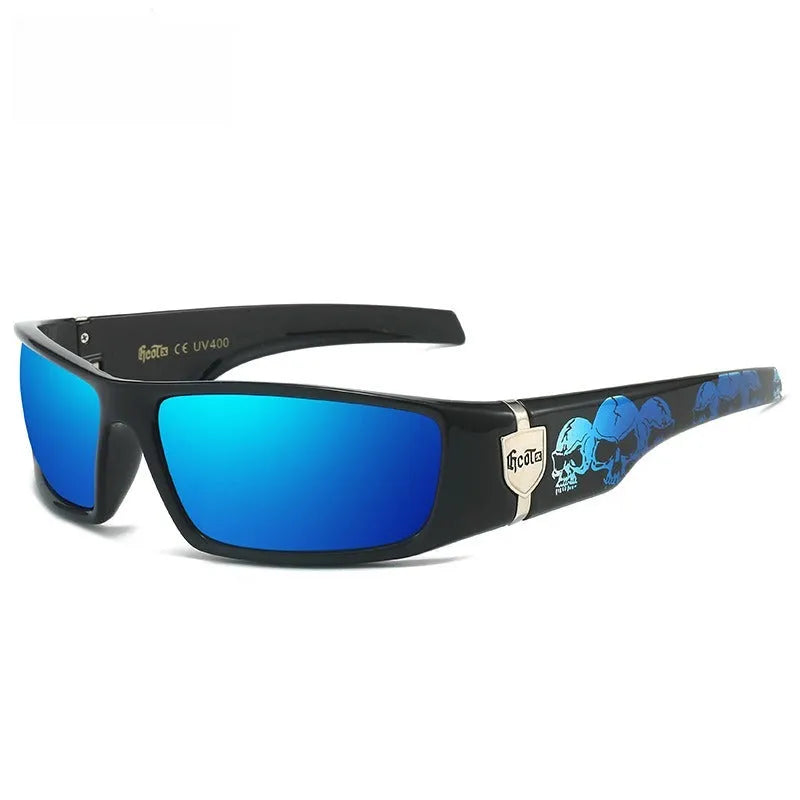 Bandit style hip hop polarized sunglasses in box-style design with multiple colour options