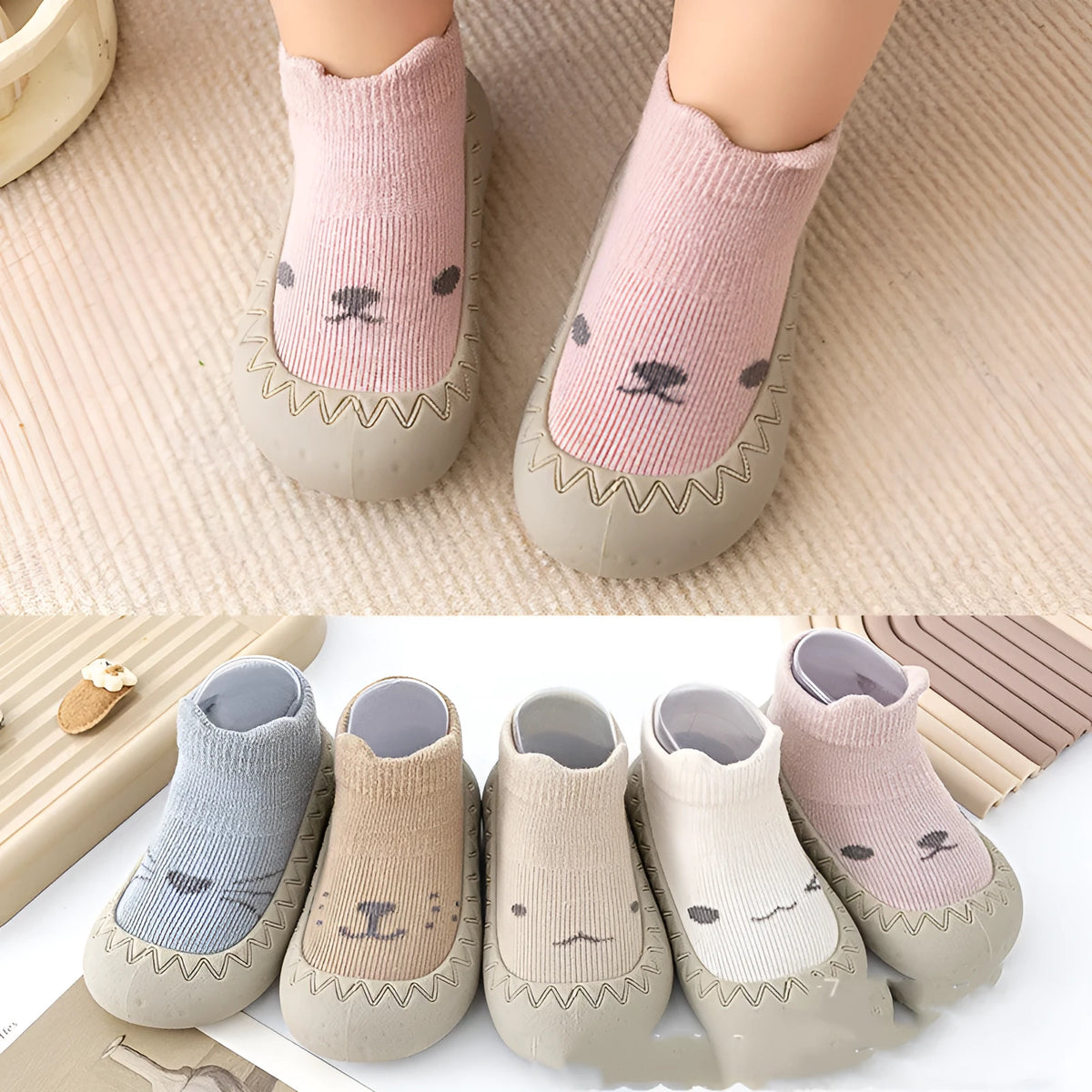 Spring and autumn baby soft sole toddler shoes in multiple colours, cotton upper, round toe, flat heel, sizes 20-25 cm