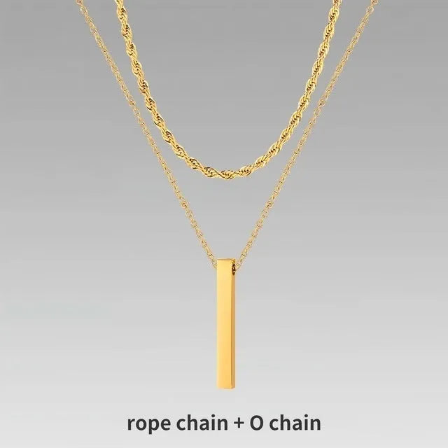 Crystal necklace for men with alloy silver pad finish in European American style