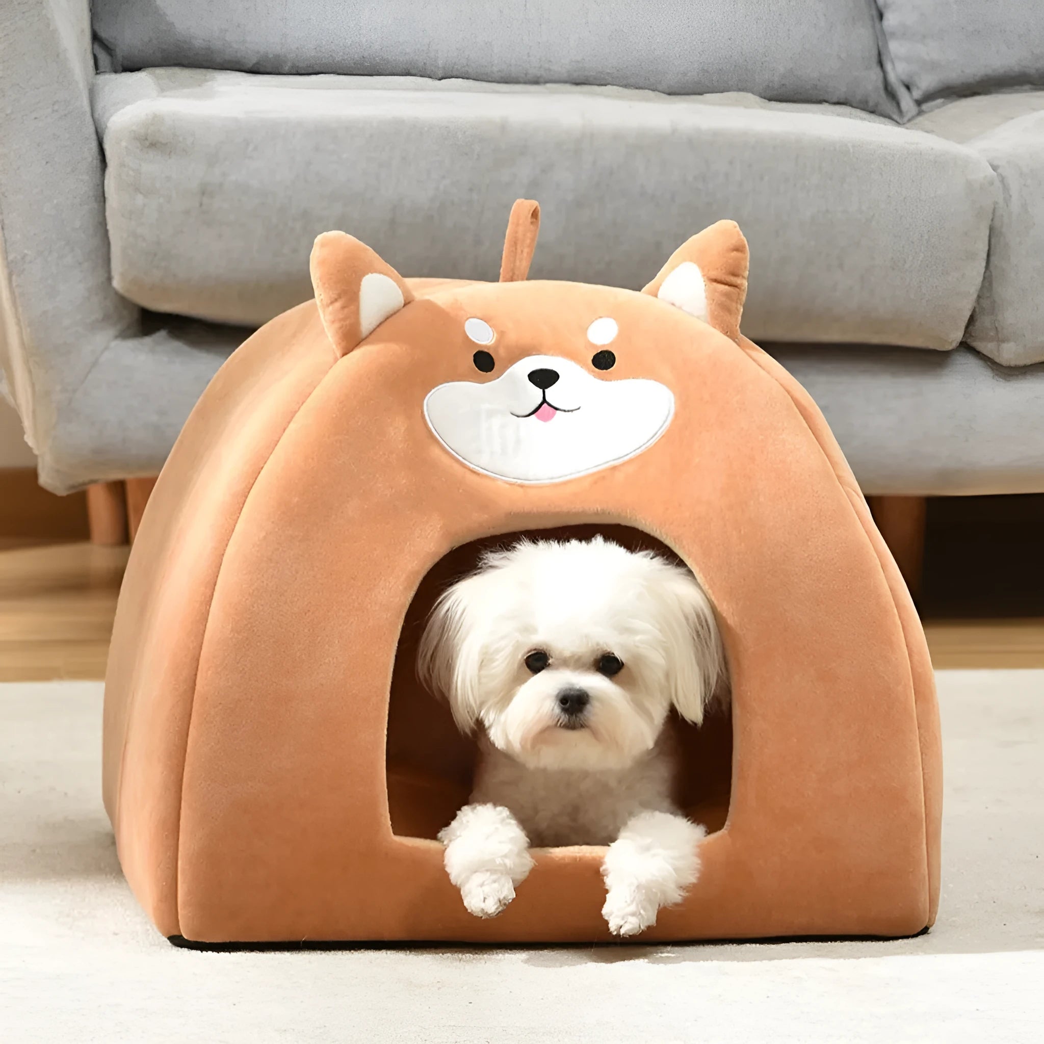 Cloth cat bed with removable cover available in three sizes for indoor use