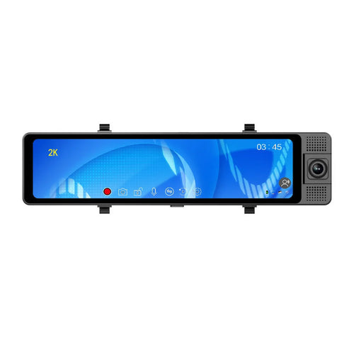 12-inch car rearview mirror video recorder with touch screen and reversing camera displayed