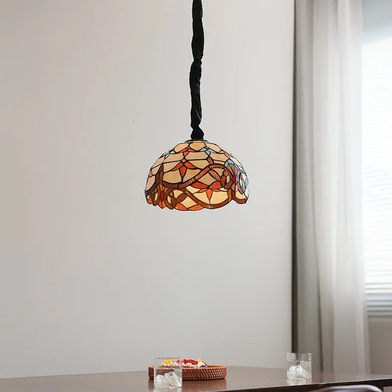 Hand woven glass pendant lamp MD-1027 with decorative Mediterranean-style lampshade