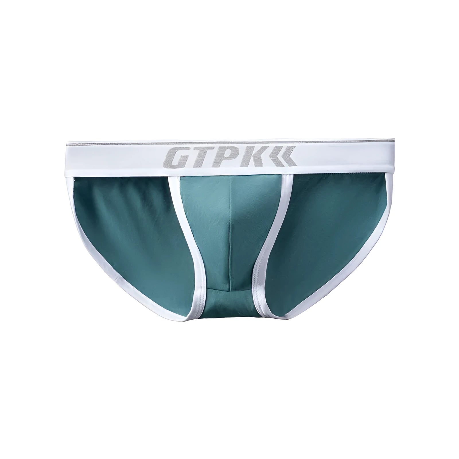 Men's low waist high fork cotton briefs in solid colour black, laid flat showing the cut and waistband