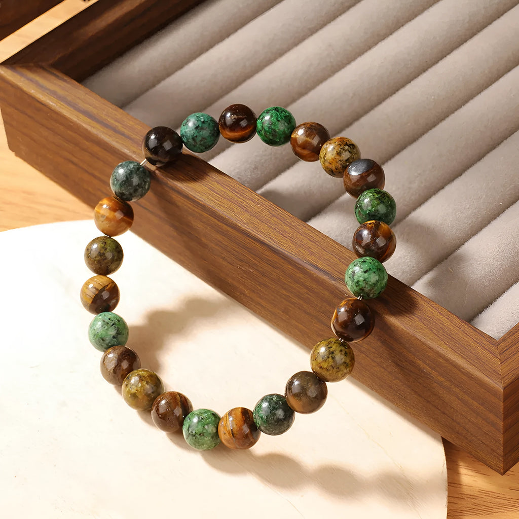 Handmade Tigereye fortune bracelet with natural stone in flower shape, colour L1805