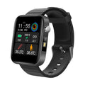 Black smart health monitoring bracelet with 1.54-inch touch screen displaying blood pressure and temperature readings