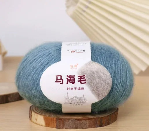 Mohair wool ball for DIY hand-woven scarf kit in one of 34 available colours