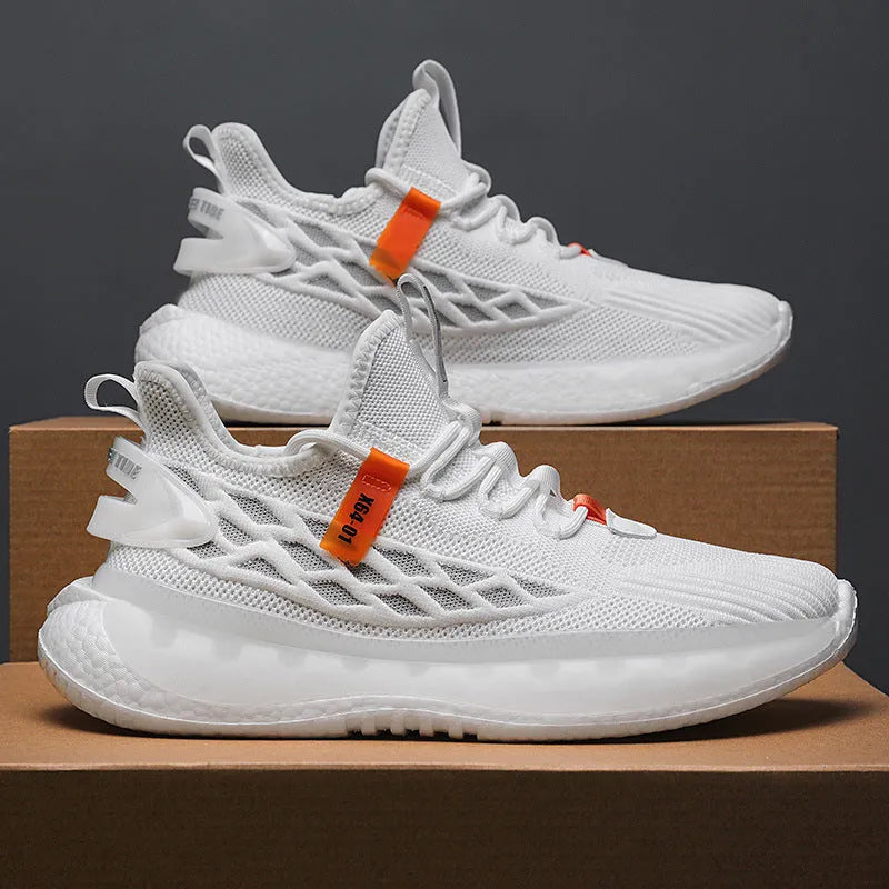 Men's woven mesh platform sneakers in multiple colours with flat heel and lace-up closure