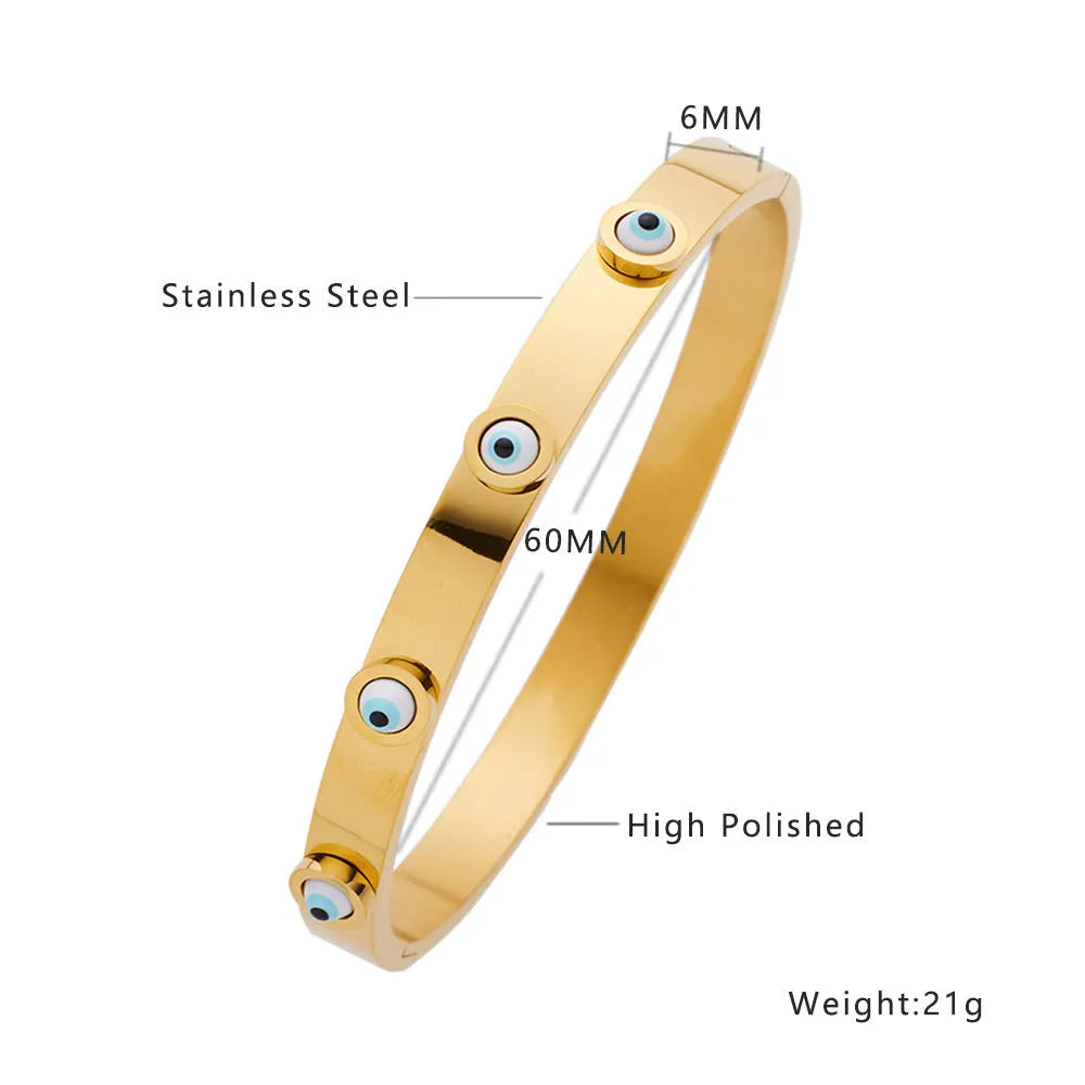 Non-fading electroplated stainless steel bracelet for women in B037 Golden Eyes colour fashion OL style