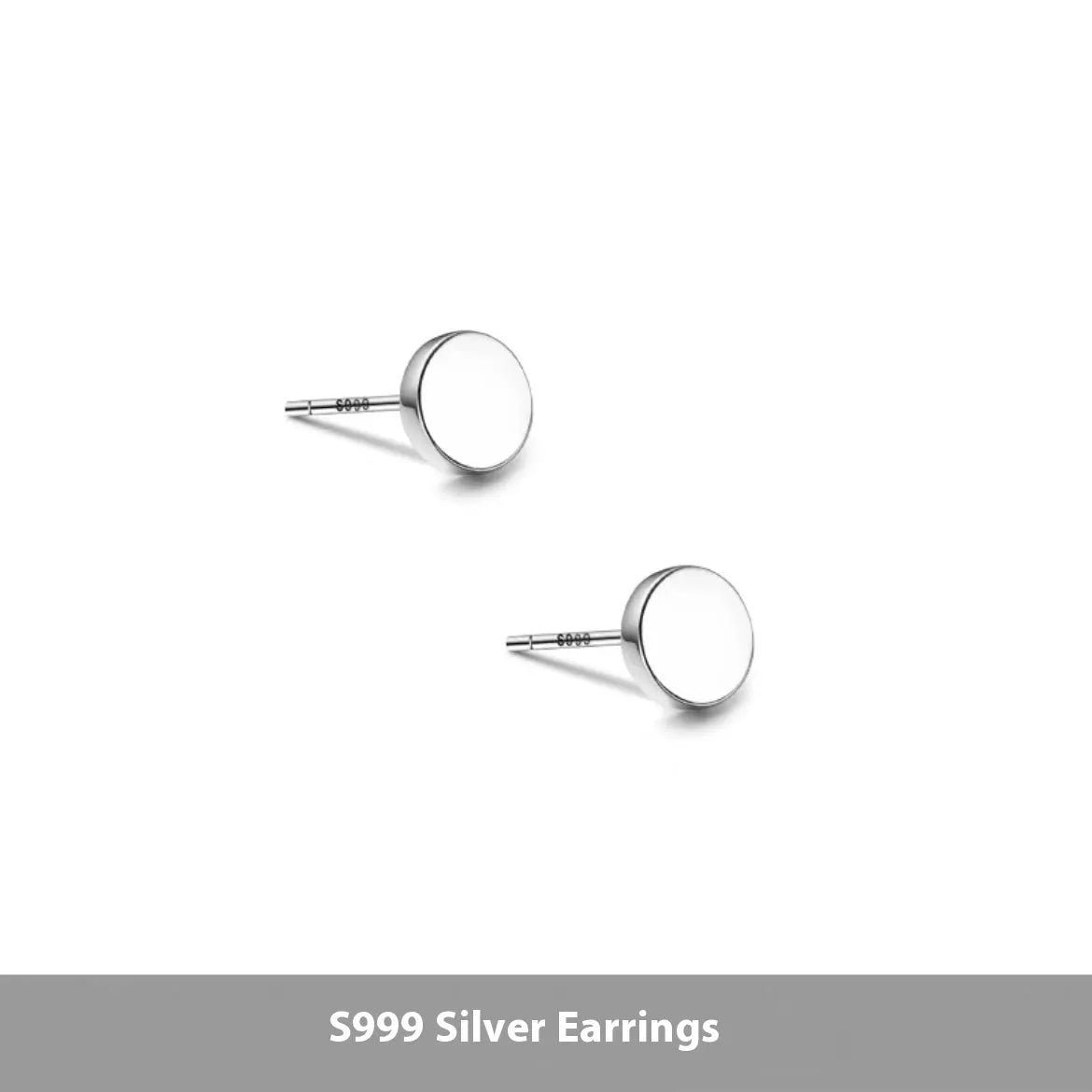 S999 sterling silver round flat ear bone studs in black and silver finishes, showing 3mm to 8mm size range