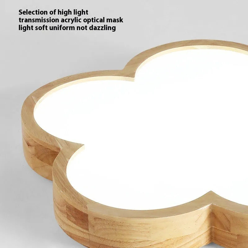 Solid wood ceiling lamp with simple floral design and LED light for master bedroom 10-15 sqm