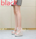 Women's pigskin leather woven wedge platform sandals with hemp rope and buckle fastening in creamy white colour