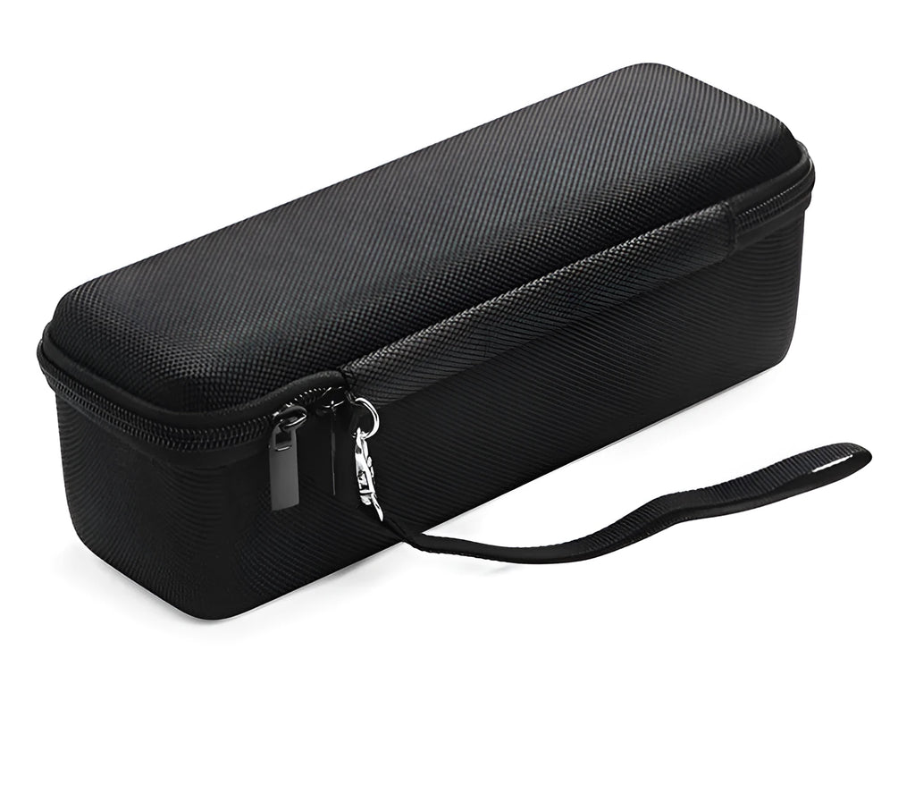 Black nylon protective bag for Huawei Sound Joy speaker, with hand rope and mesh pocket, 25x7x8.5cm