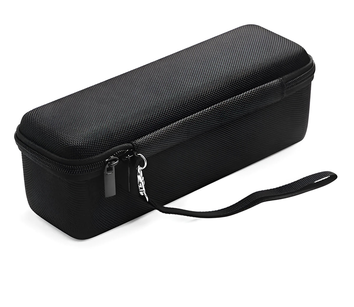 Black nylon protective bag for Huawei Sound Joy speaker, with hand rope and mesh pocket, 25x7x8.5cm