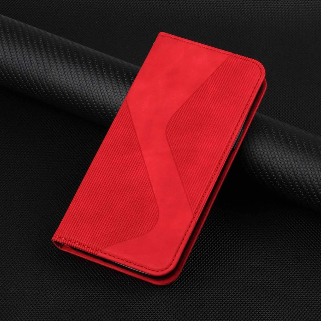 Black plastic flip phone case with magnetic suction for Samsung, clamshell design with bracket