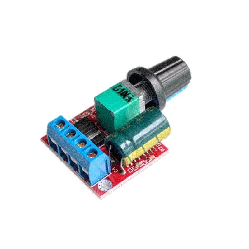 PWM DC motor speed controller with potentiometer knob for 4.5V-35V operation and 90W power