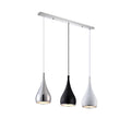 Minimalist iron chandelier in black finish, single head style, on white background