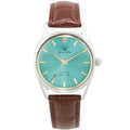 Men's watch with green dial and choice of leather, steel, or spring strap on 38mm alloy case