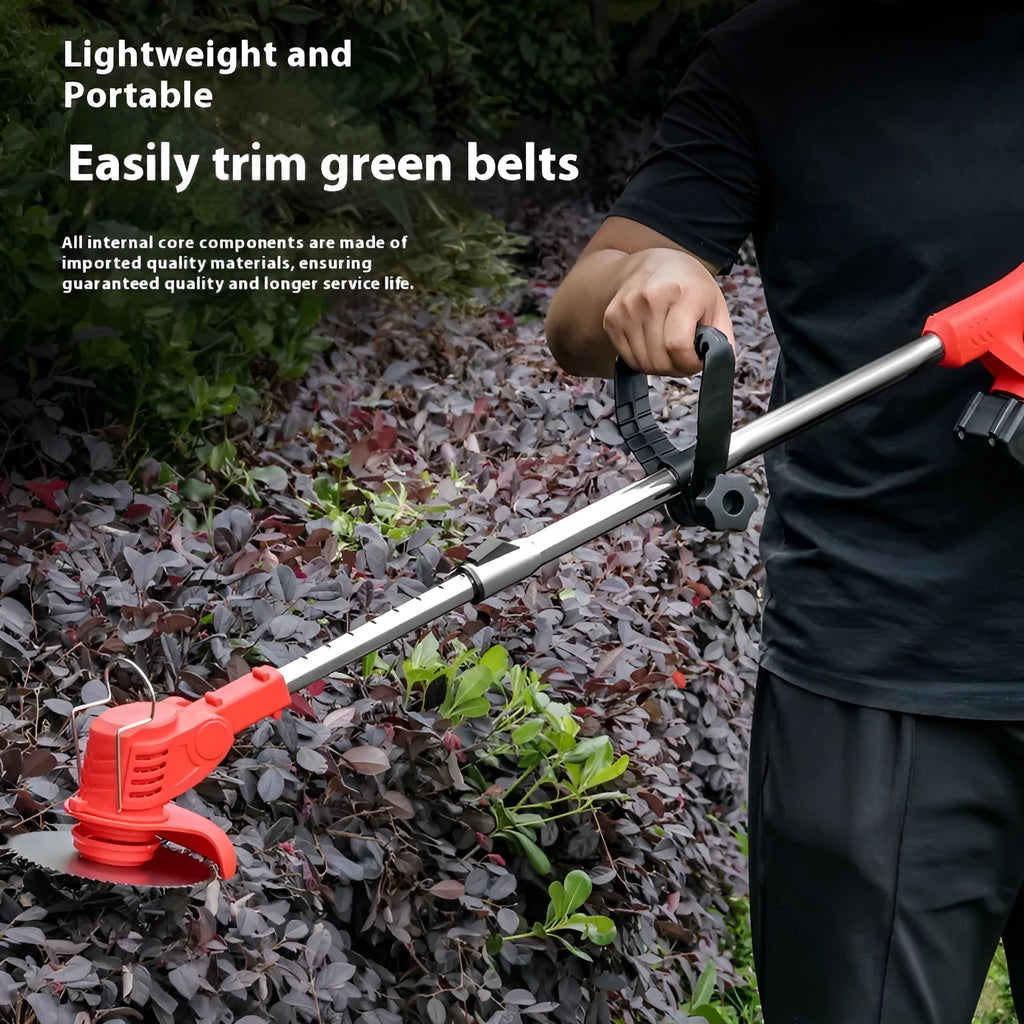 Portable weeding machine with adjustable handle in bare metal finish for household gardening