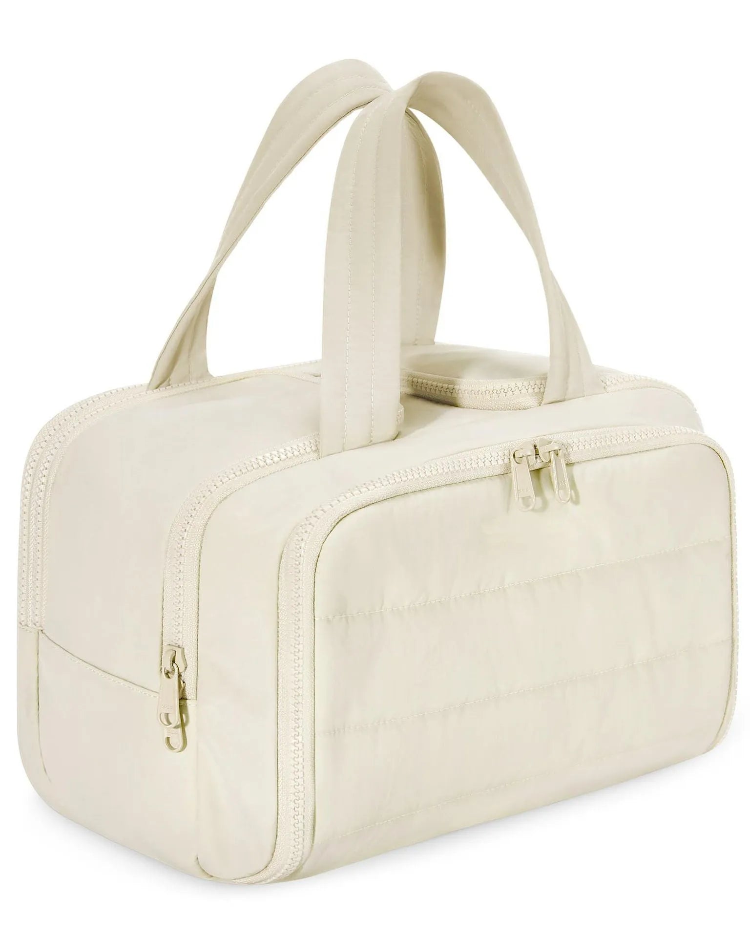 Large lightweight travel toiletry bag in polyester with wide opening, shown in available colours.