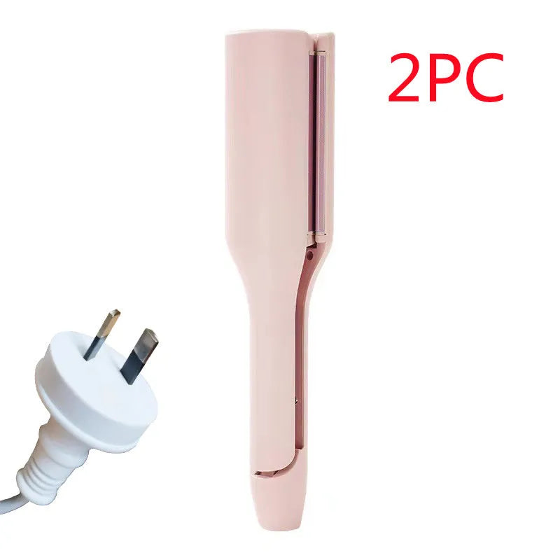 32mm deep wave hair curling iron in pink with 4 temperature settings and negative ion technology