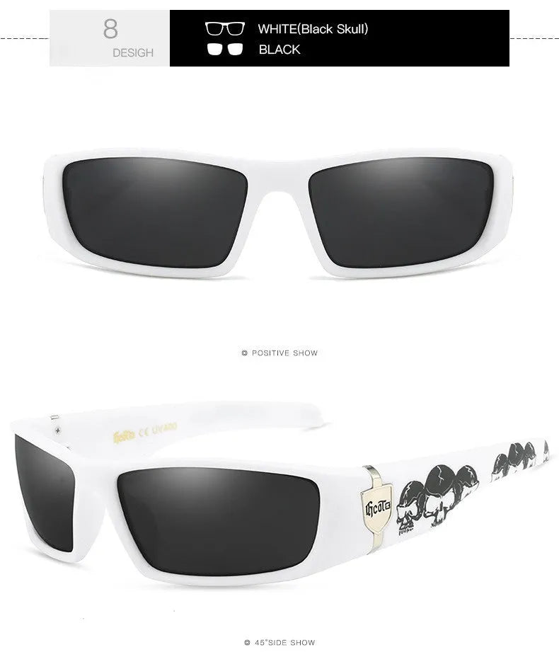Bandit style hip hop polarized sunglasses in box-style design with multiple colour options