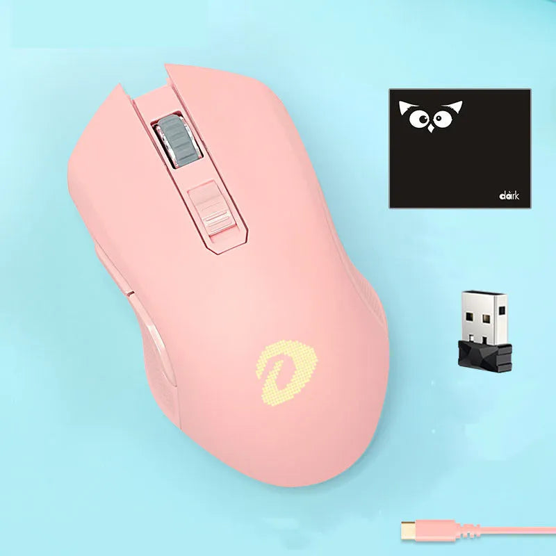 Lightweight wireless wired game mouse with USB connector and mouse pad, available in green