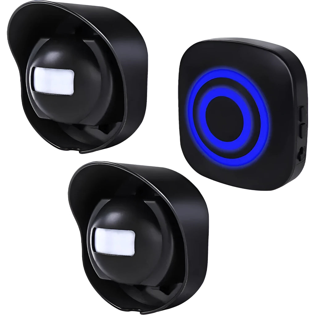 Wireless IP44 waterproof outdoor doorbell with 360 degree PIR sensor and 200 metre range receiver
