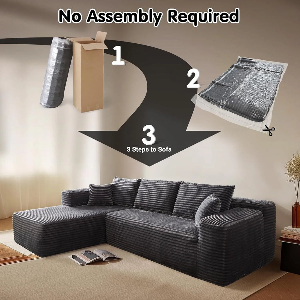 Modern minimalist flannel sofa in beige with clean lines suitable for living room or office setting