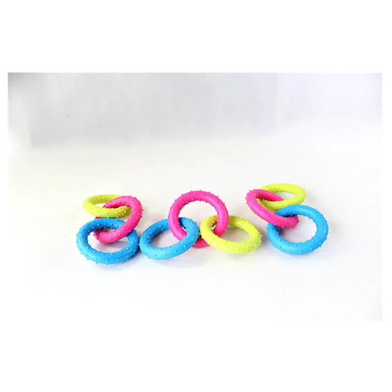 TPR rubber three-chain dog chew toy for aggressive chewers and molar stimulation