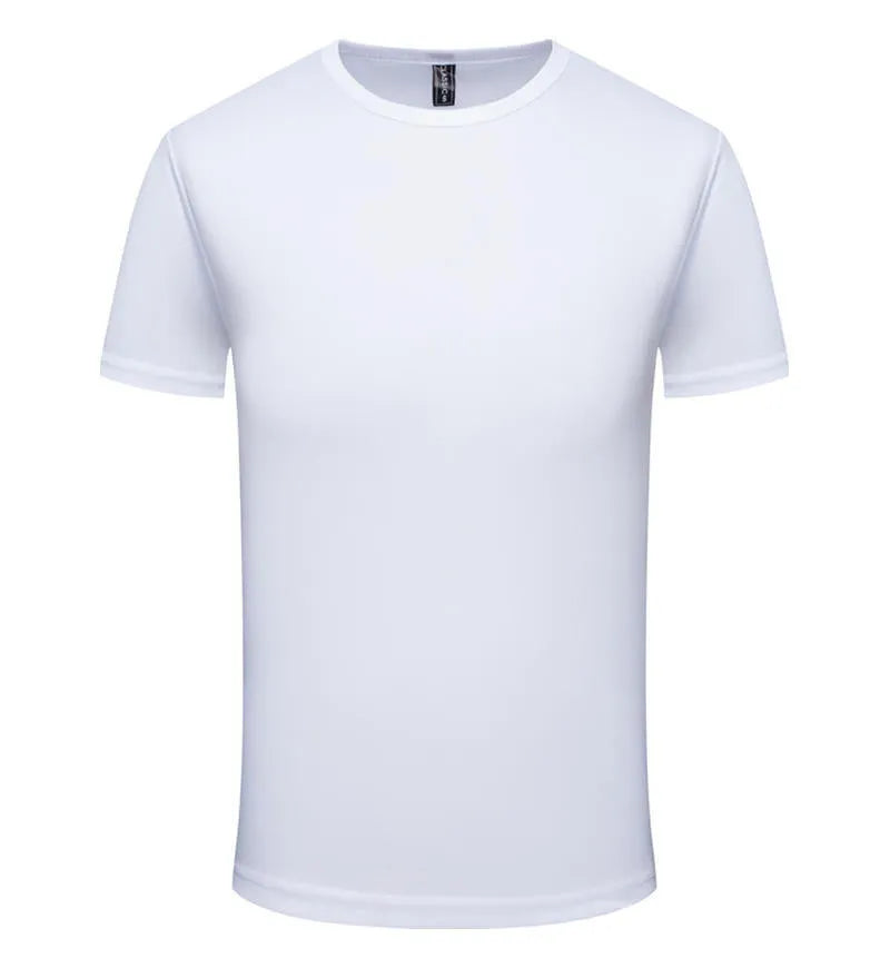 Men's solid colour quick-dry short sleeve t-shirt for summer sports, shown in multiple colour options.