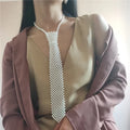 Pearl tie body chain with hollow out retro design in black or white