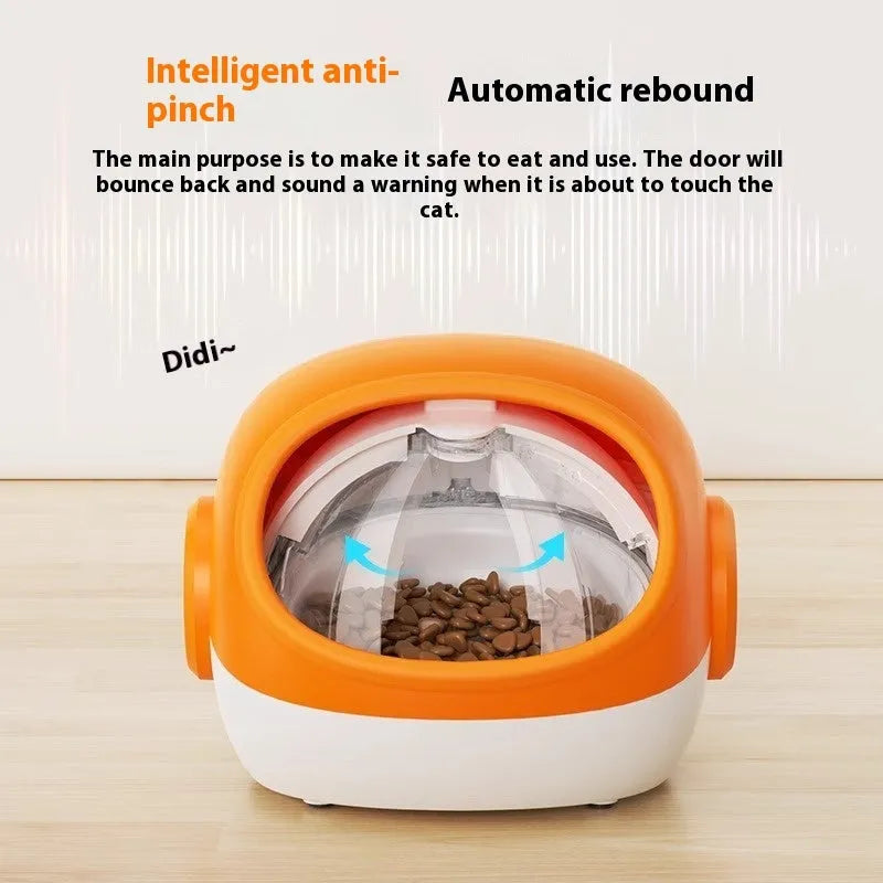 Pet anti-grab chip identification automatic cat feeder with plastic body and UK power supply