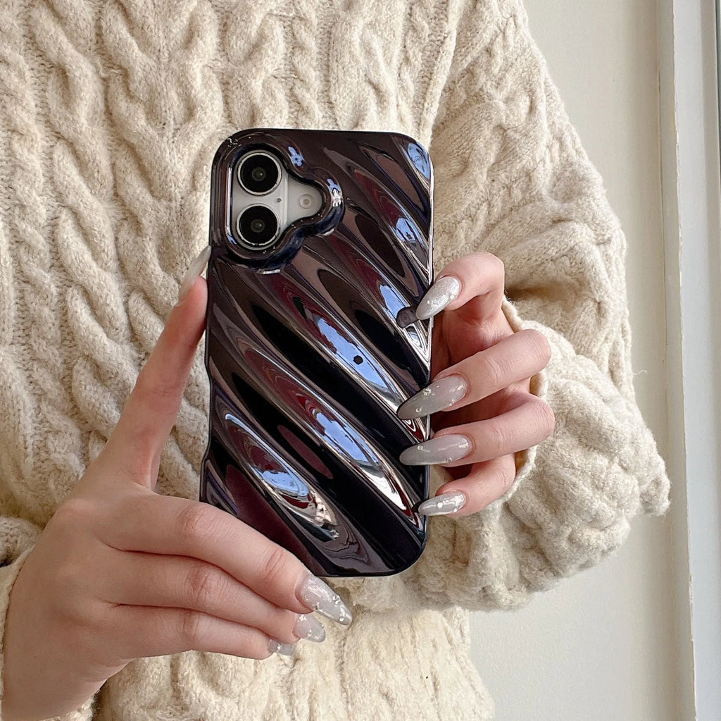 TPU water ripple phone case for iPhone in black with anti-fingerprint finish