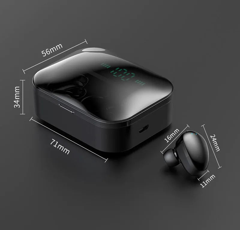 X7LED black and white sports Bluetooth earbuds with USB charging case