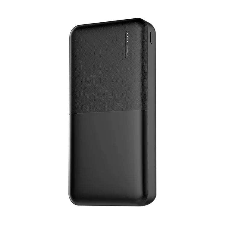 20000 mAh capacity power bank with multiple USB ports in black and white colour options