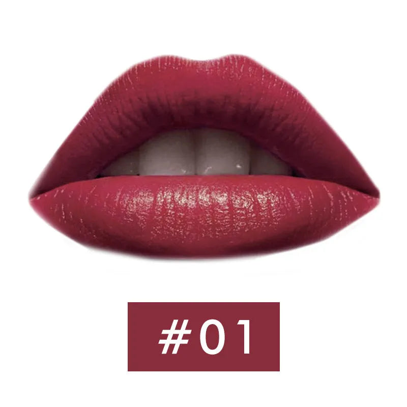 Beauty Creative mushroom head matte lipstick in black tube, shade Rose Red colour swatch