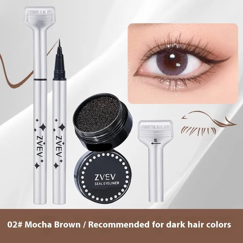 Double-headed lower eyelash seal liquid eyeliner pen set in Retro Black and Caramel Mocha