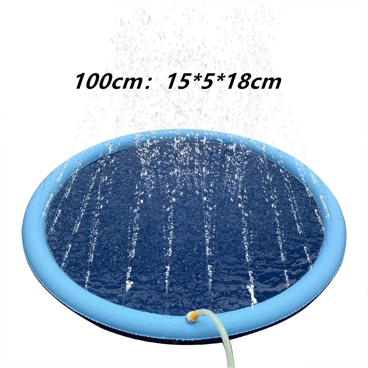 Blue non-slip PVC splash pad 150cm inflated for kids and pet dog outdoor summer water play